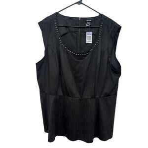 Edgy Glam Black Faux Suede Peplum Tank Torrid Studded Scoop Neck 4X